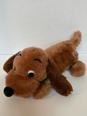 Vintage 1973 Dakin Drooper Dog Plush Puppy Brown Korea Stuffed Animal